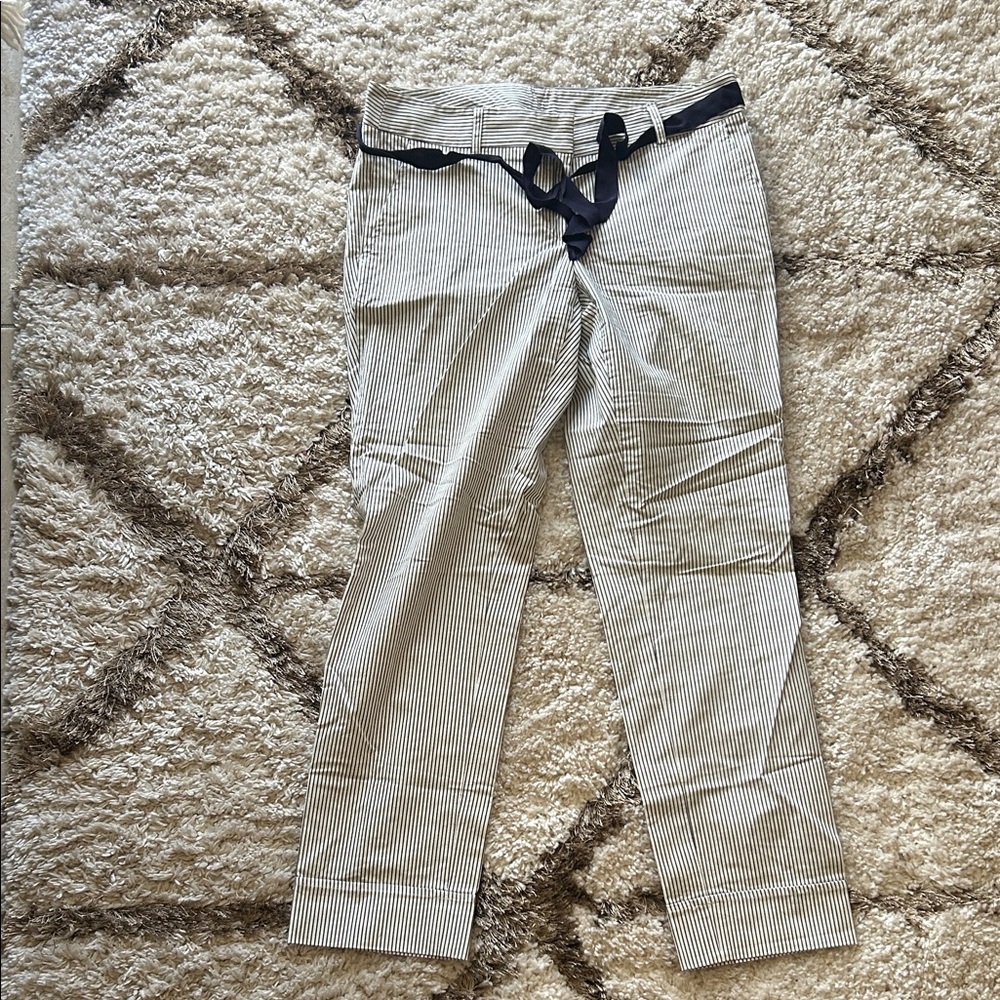 Willi Smith Womens Navy Striped Chinos with Belt